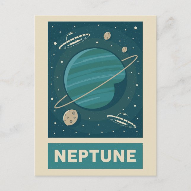 Neptune Retro Galaxy UFO Postcard (Front)