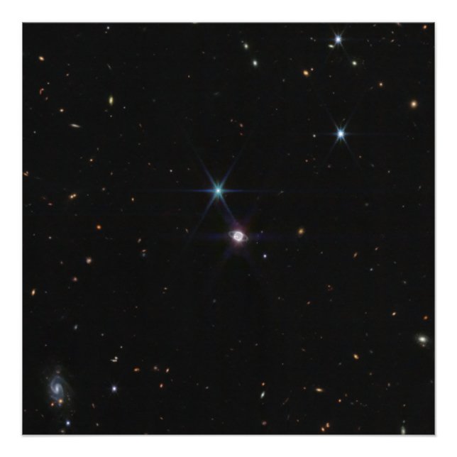 Neptune Ring System hundreds of galaxies Webb Photo Print (Front)