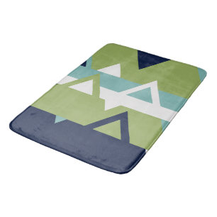Neptune, Seashell, Green and Navy Stripes  Bath Mat