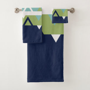 Neptune, Seashell, Green and Navy Stripes Bath Towel Set