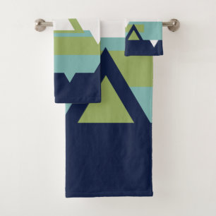 Neptune, Seashell, Green and Navy Stripes Bath Towel Set