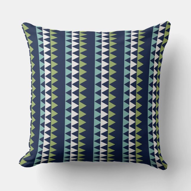 Neptune, Seashell, Green and Navy triangles   Cushion (Front)