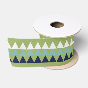 Neptune, Seashell, Green and Navy triangles Satin Ribbon