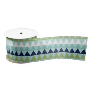 Neptune, Seashell, Green and Navy triangles   Satin Ribbon