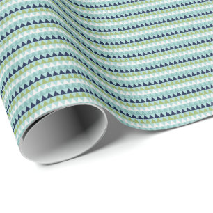 Neptune, Seashell, Green and Navy triangles   Wrapping Paper