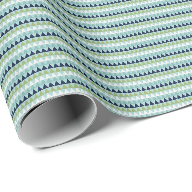 Neptune, Seashell, Green and Navy triangles   Wrapping Paper (Roll Corner)