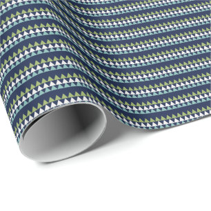 Neptune, Seashell, Green and Navy triangles Wrapping Paper
