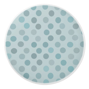 neptune, shadow green and pale aqua polka dots ceramic knob