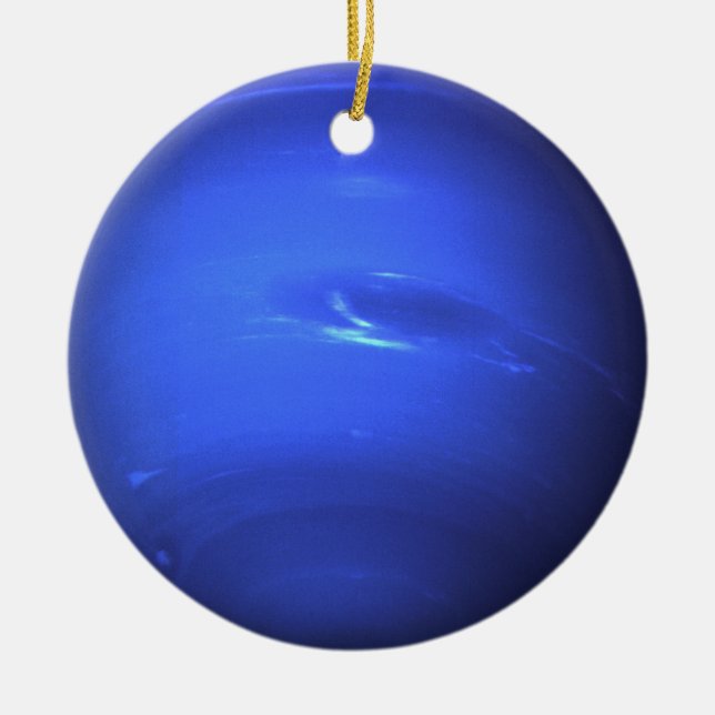 Neptune Surface Photo Blue Ceramic Tree Decoration (Front)