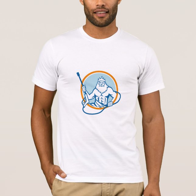 Neptune Water Blaster Circle Retro T-Shirt (Front)