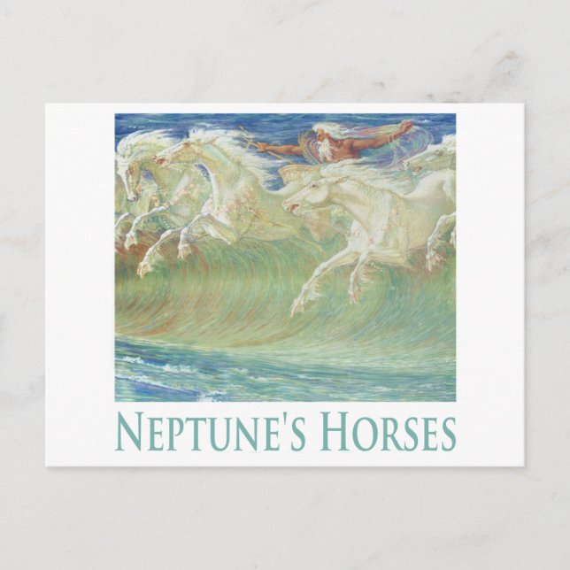 NEPTUNE'S HORSES RIDE THE WAVES POSTCARD (Front)