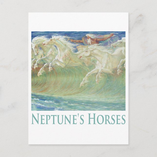 NEPTUNE'S HORSES RIDE THE WAVES POSTCARD (Front)