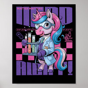 Nerd Alert - S - Cute Unicorn Scientist Sticker  Poster