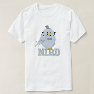 Nerd Bird Cute Teal Bird with Glasses  T-Shirt