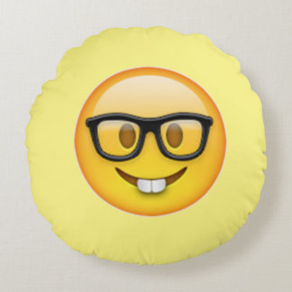 Nerd Boy Glasses Emoji Round Pillow