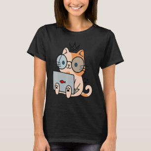 Nerd Ca  Cat Working With Laptop  For Cat T-Shirt