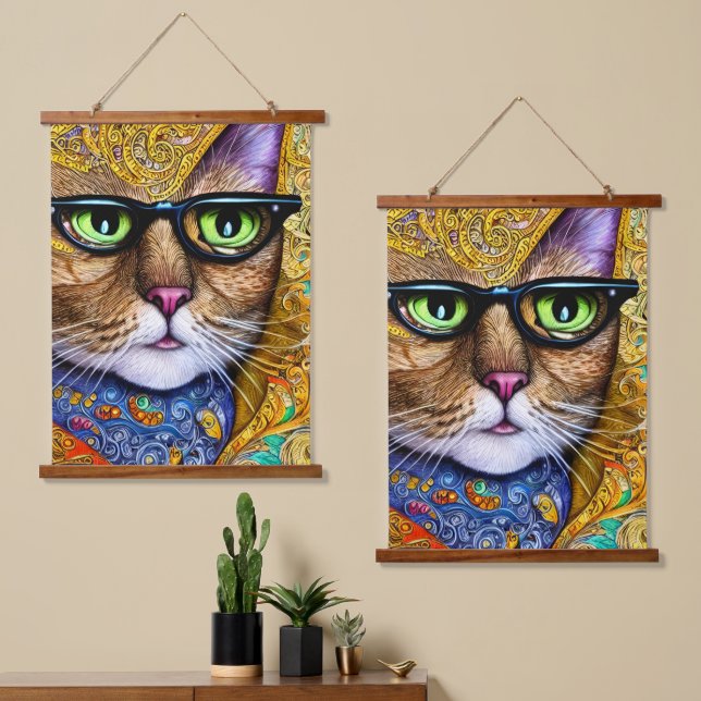 Nerd Cat Hanging Tapestry (Asymmetrical)