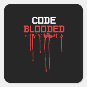 Nerd Code Blooded Halloween Costume Square Sticker