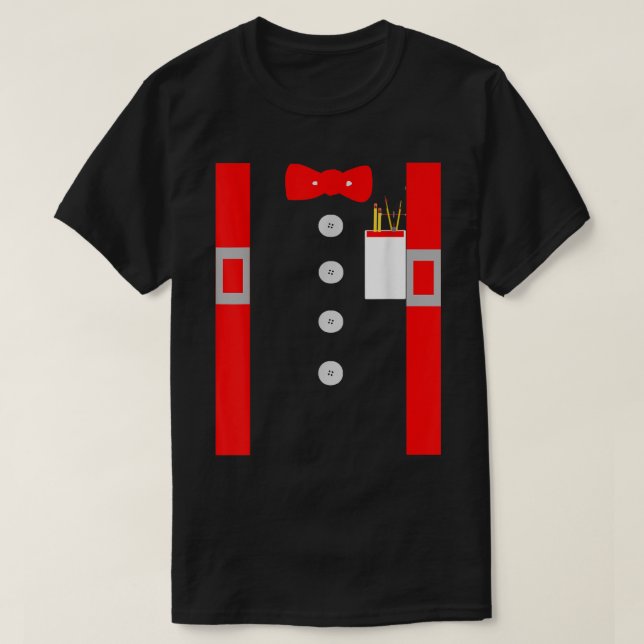 Nerd Costume Shirt Red Suspenders Pocket Protector (Design Front)