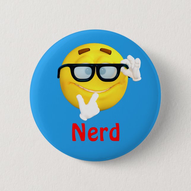 Nerd Emoji Emoticon Cartoon Face 6 Cm Round Badge (Front)