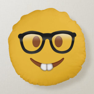 Nerd Emoji  Round Cushion