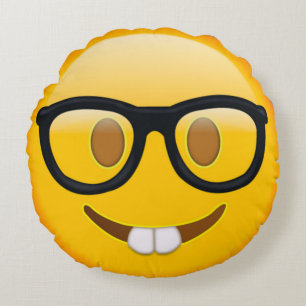 Nerd Emoji Round Cushion