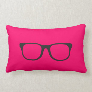 Nerd Glasses Black & White Chevron Pillow