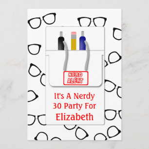 Nerd Glasses Pocket Protector Nerd Theme Party Invitation