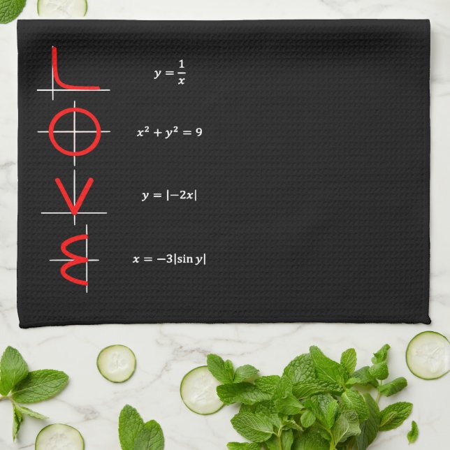 Nerd Humour | Math and Science Geek Love Graph Tea Towel (Folded)