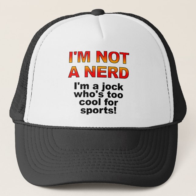 Nerd Jock Funny Ball Cap Trucker Hat (Front)