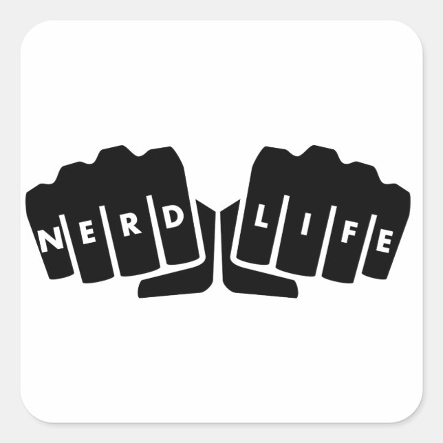 Nerd Life Knuckle Tattoo Square Sticker (Front)