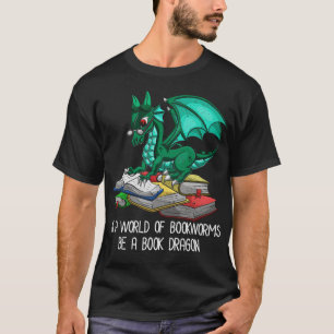 Nerd Reading Retro Book Dragon T-Shirt