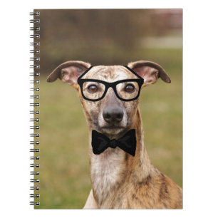 Nerd Whippet with Glasses and Bow Tie Notebook