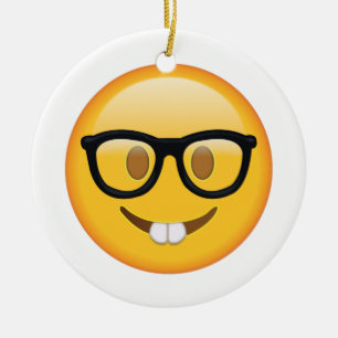 Nerd with Glasses - Emoji Ceramic Tree Decoration