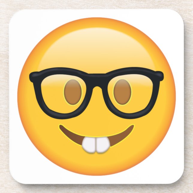 Nerd with Glasses - Emoji Coaster (Front)