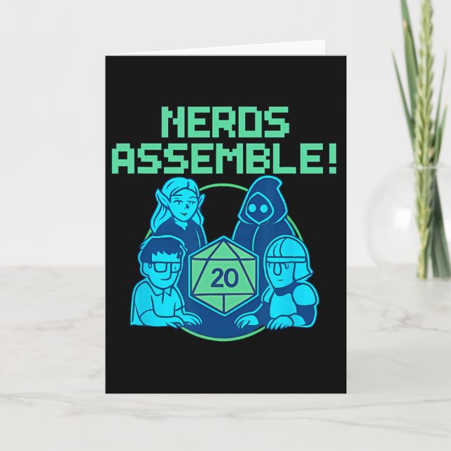 Nerds Emble Board Game Dice Pixel Gamer Design  Card (Front)