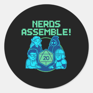 Nerds Emble Board Game Dice Pixel Gamer Design  Classic Round Sticker