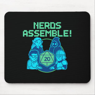 Nerds Emble Board Game Dice Pixel Gamer Design  Mouse Pad