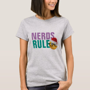nerds rule geek emoji in santa hat chrirtmas funny T-Shirt
