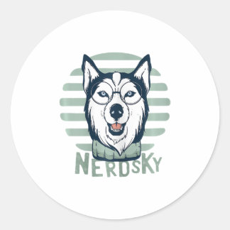 Nerdsky Classic Husky Funny Dog Classic Round Sticker