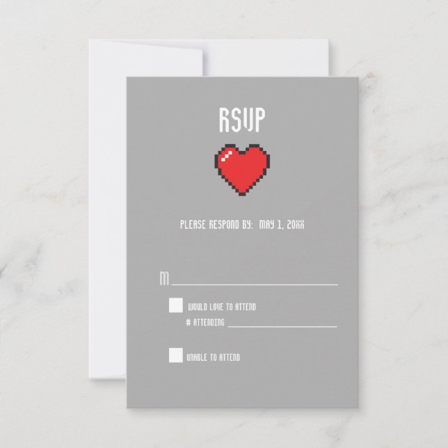 Nerdy 8 bit heart rsvp (Front)