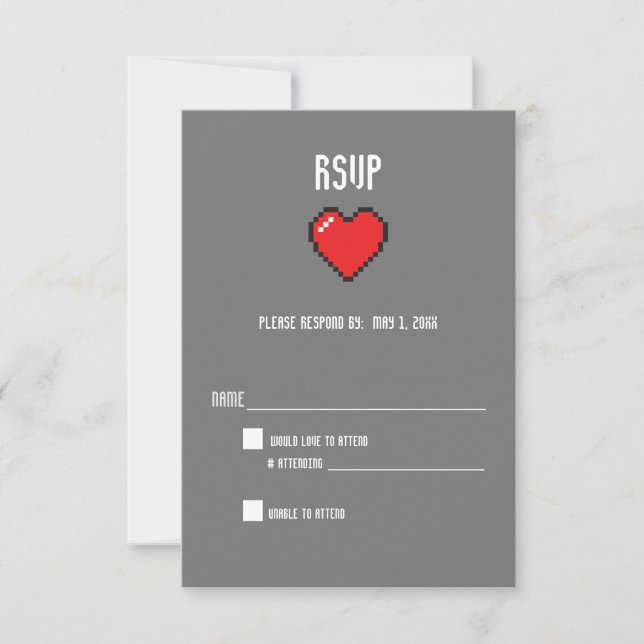 Nerdy 8 bit heart rsvp card (Front)