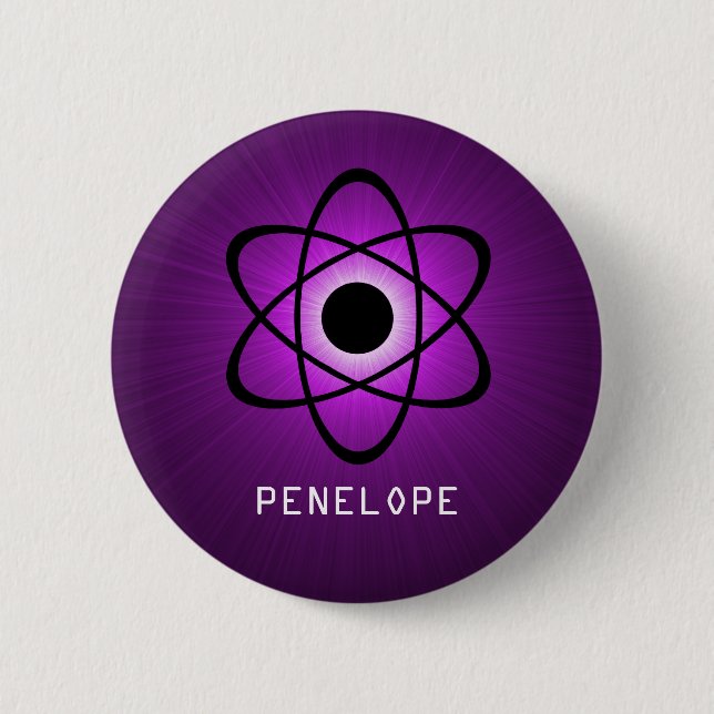 Nerdy Atomic Button, Purple 6 Cm Round Badge (Front)