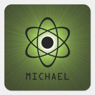 Nerdy Atomic Customisable Stickers, Green Square Sticker