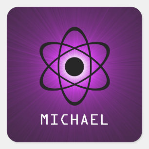 Nerdy Atomic Customisable Stickers, Purple Square Sticker
