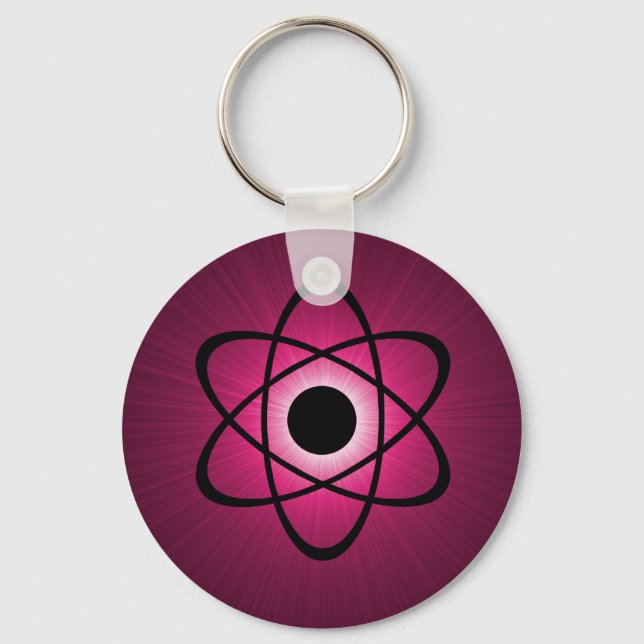 Nerdy Atomic Keychain, Pink Key Ring (Front)