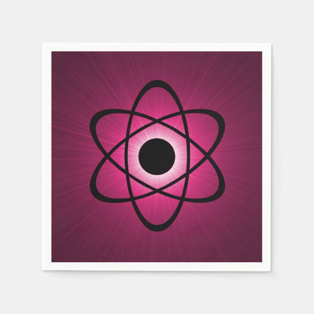 Nerdy Atomic Paper Napkins, Fuchsia Pink Napkin (Front)