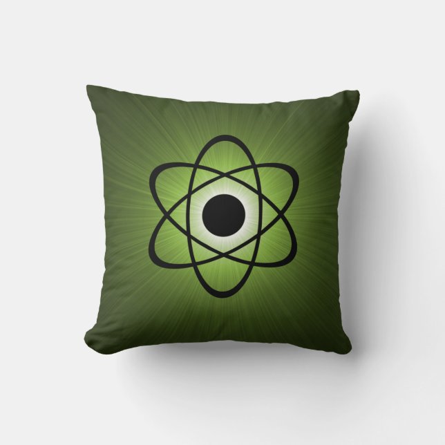 Nerdy Atomic Pillow, Green Cushion (Front)