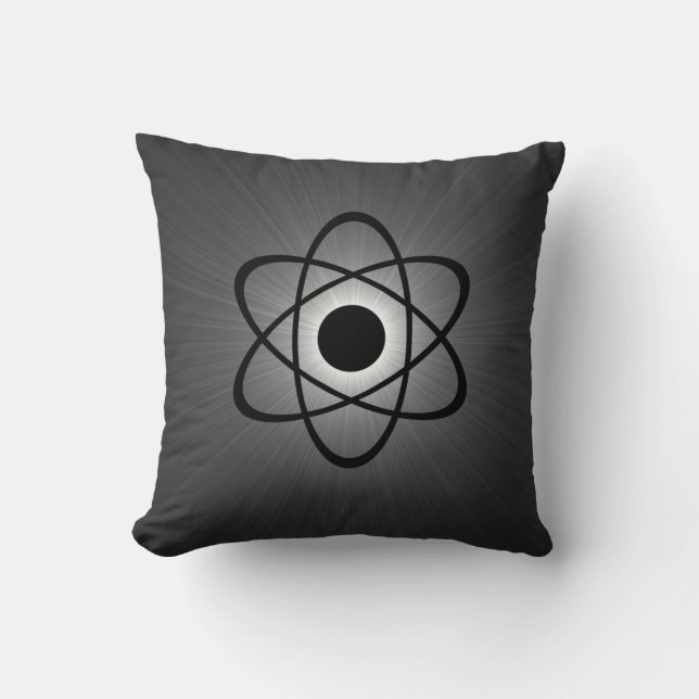 Nerdy Atomic Pillow, Grey Cushion (Front)