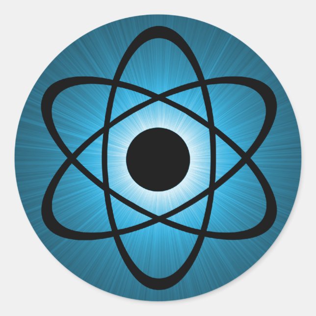 Nerdy Atomic Stickers, Blue Classic Round Sticker (Front)